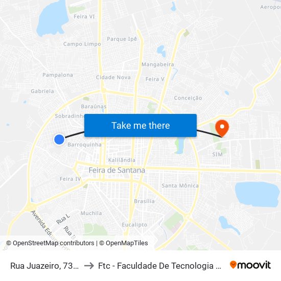 Rua Juazeiro, 732-812 to Ftc - Faculdade De Tecnologia E Ciências map