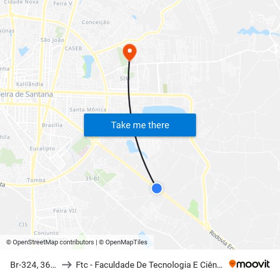 Br-324, 3623 to Ftc - Faculdade De Tecnologia E Ciências map