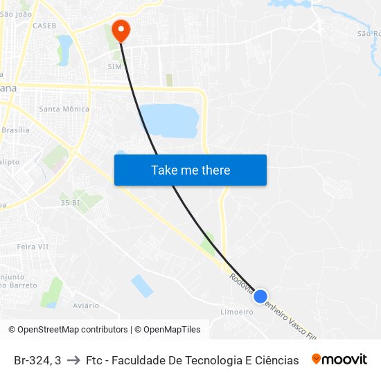 Br-324, 3 to Ftc - Faculdade De Tecnologia E Ciências map