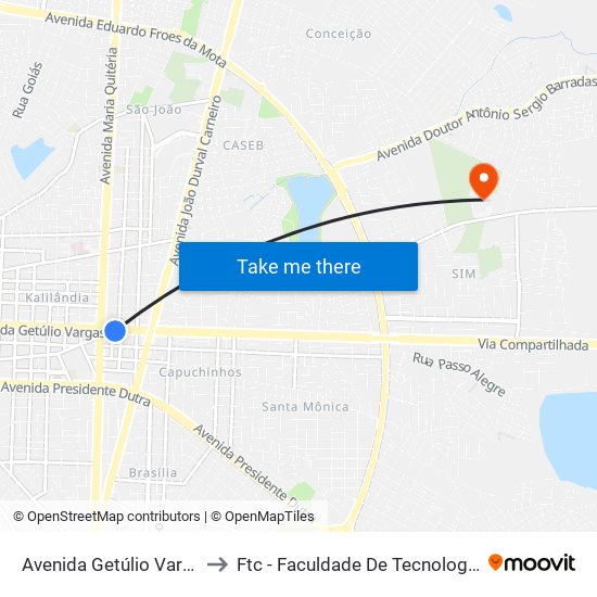 Avenida Getúlio Vargas, 1257 to Ftc - Faculdade De Tecnologia E Ciências map