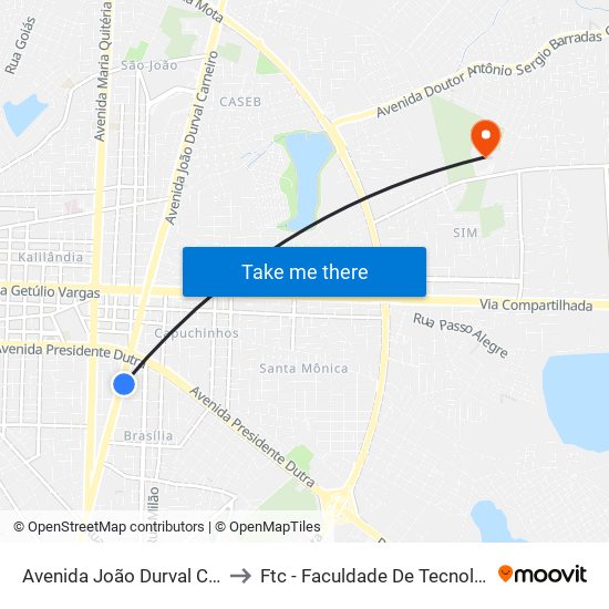 Avenida João Durval Carneiro, 1184 to Ftc - Faculdade De Tecnologia E Ciências map