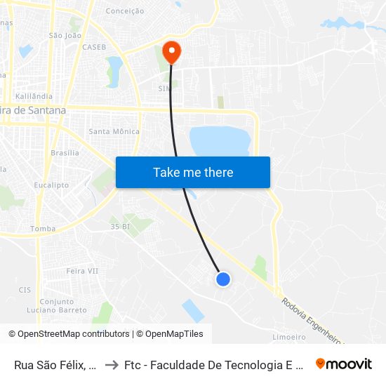 Rua São Félix, 1-25 to Ftc - Faculdade De Tecnologia E Ciências map