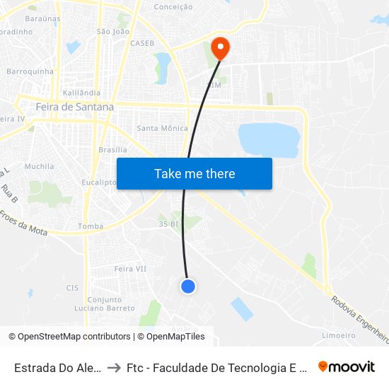 Estrada Do Alecrim to Ftc - Faculdade De Tecnologia E Ciências map