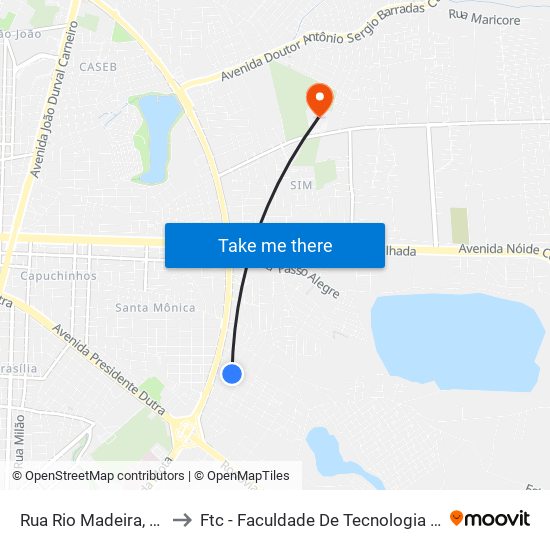 Rua Rio Madeira, 94-156 to Ftc - Faculdade De Tecnologia E Ciências map