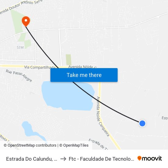 Estrada Do Calundu, 4568-4670 to Ftc - Faculdade De Tecnologia E Ciências map