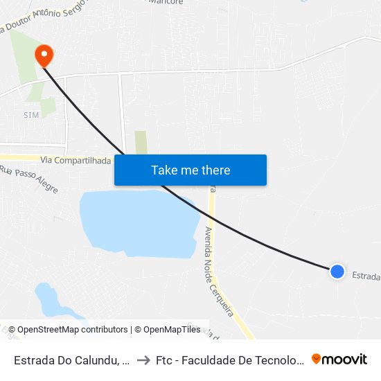 Estrada Do Calundu, 4810-5114 to Ftc - Faculdade De Tecnologia E Ciências map