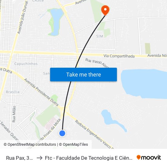 Rua Pax, 314 to Ftc - Faculdade De Tecnologia E Ciências map