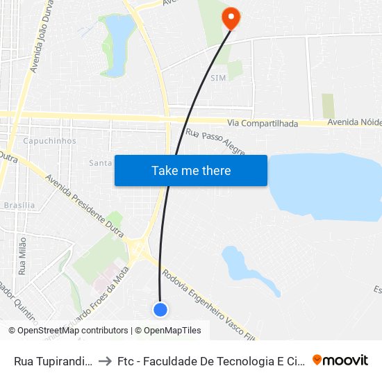 Rua Tupirandi, 70 to Ftc - Faculdade De Tecnologia E Ciências map