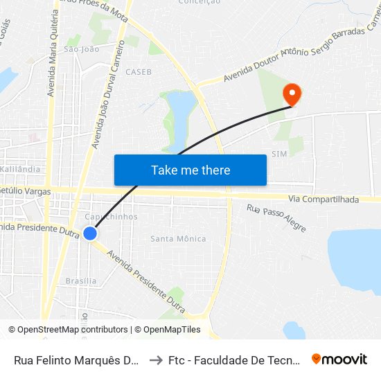 Rua Felinto Marquês De Cerqueira, 646 to Ftc - Faculdade De Tecnologia E Ciências map