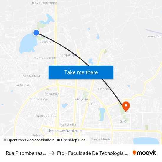 Rua Pitombeiras, 1225 to Ftc - Faculdade De Tecnologia E Ciências map