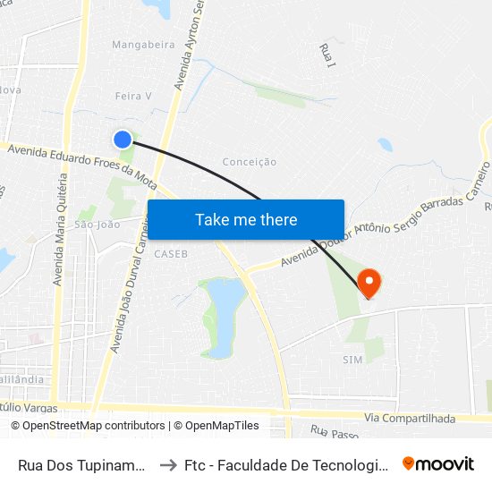 Rua Dos Tupinambás, 840 to Ftc - Faculdade De Tecnologia E Ciências map