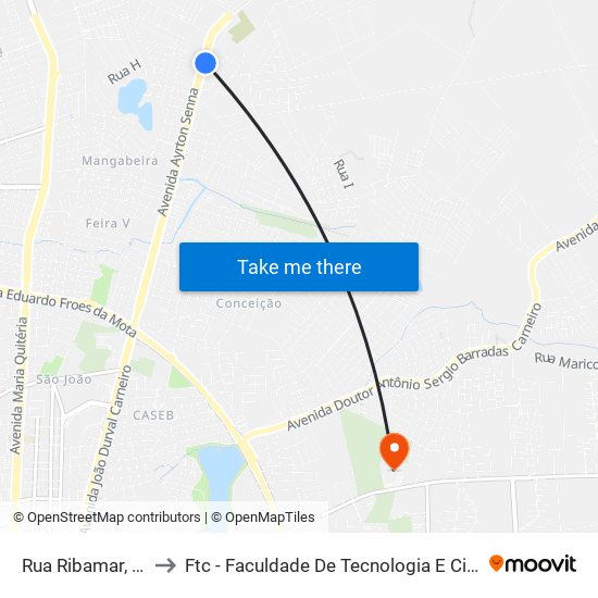 Rua Ribamar, 165 to Ftc - Faculdade De Tecnologia E Ciências map