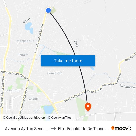 Avenida Ayrton Senna Da Silva, 612 to Ftc - Faculdade De Tecnologia E Ciências map