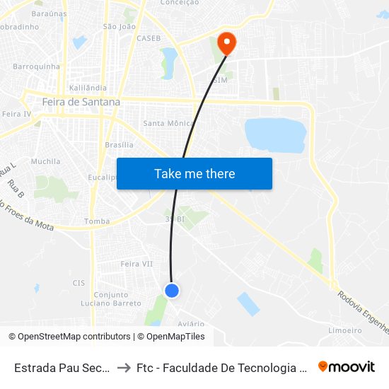 Estrada Pau Seco, 264 to Ftc - Faculdade De Tecnologia E Ciências map