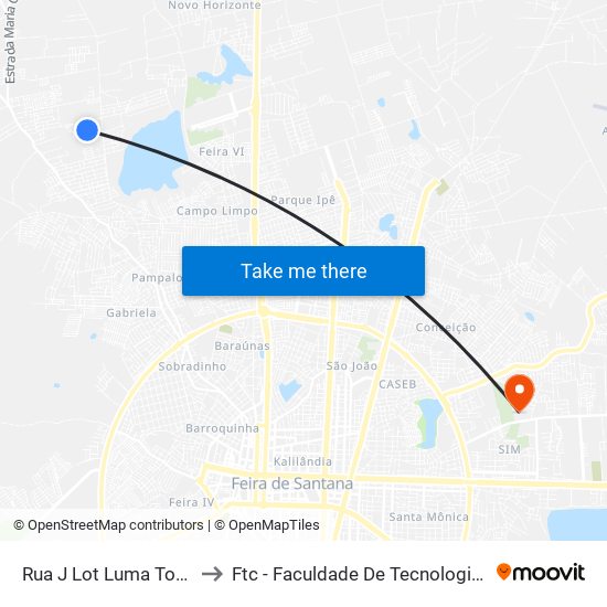 Rua J Lot Luma Torres, 135 to Ftc - Faculdade De Tecnologia E Ciências map