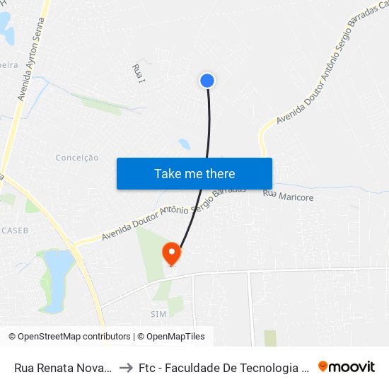 Rua Renata Novais, 777 to Ftc - Faculdade De Tecnologia E Ciências map