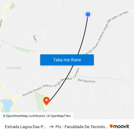 Estrada Lagoa Das Pedras, 3682 to Ftc - Faculdade De Tecnologia E Ciências map