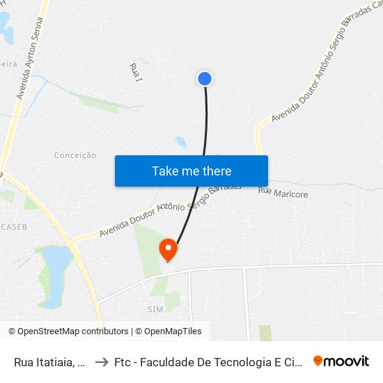 Rua Itatiaia, 777 to Ftc - Faculdade De Tecnologia E Ciências map