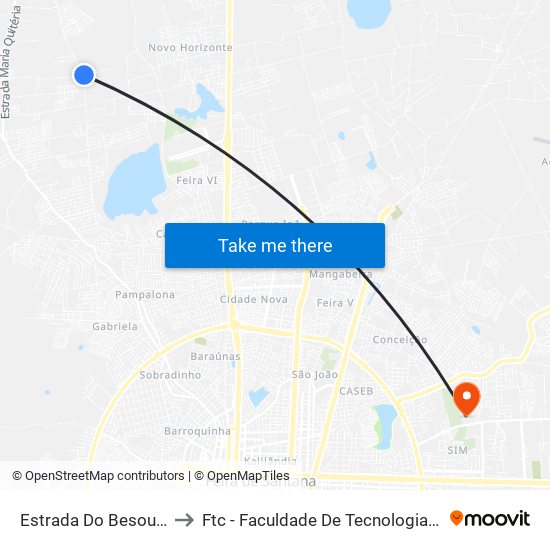 Estrada Do Besouro, 148 to Ftc - Faculdade De Tecnologia E Ciências map