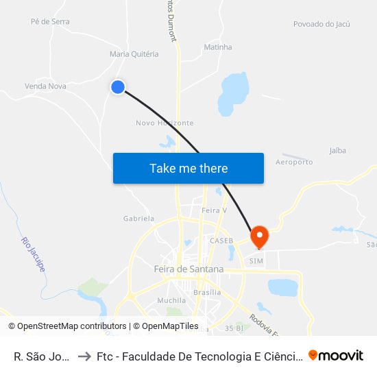 R. São José to Ftc - Faculdade De Tecnologia E Ciências map