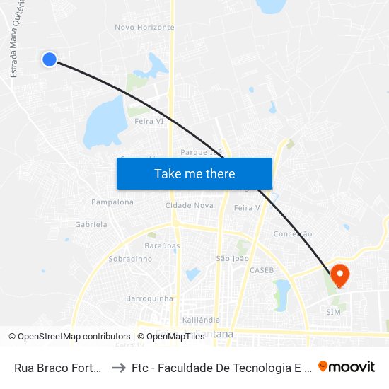 Rua Braco Forte, 763 to Ftc - Faculdade De Tecnologia E Ciências map