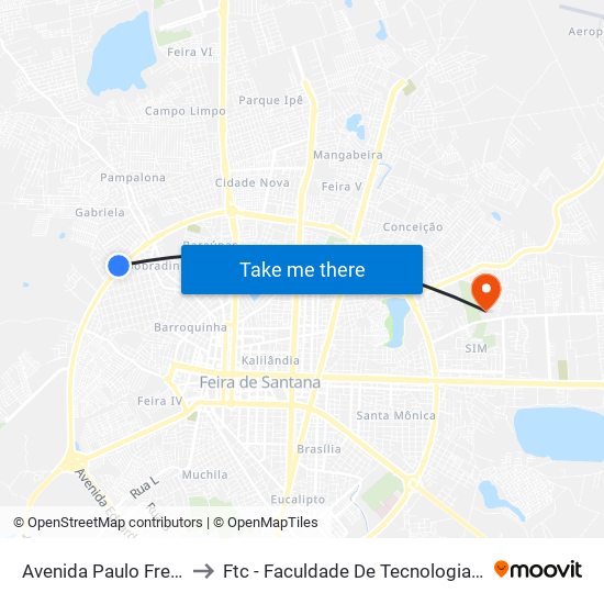 Avenida Paulo Freire, 627 to Ftc - Faculdade De Tecnologia E Ciências map