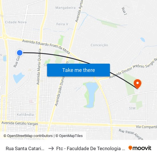 Rua Santa Catarina, 261 to Ftc - Faculdade De Tecnologia E Ciências map