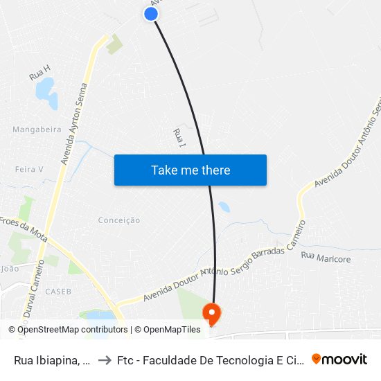 Rua Ibiapina, 341 to Ftc - Faculdade De Tecnologia E Ciências map