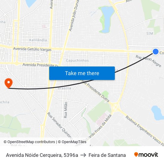 Avenida Nóide Cerqueira, 5396a to Feira de Santana map