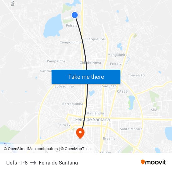 Uefs - P8 to Feira de Santana map