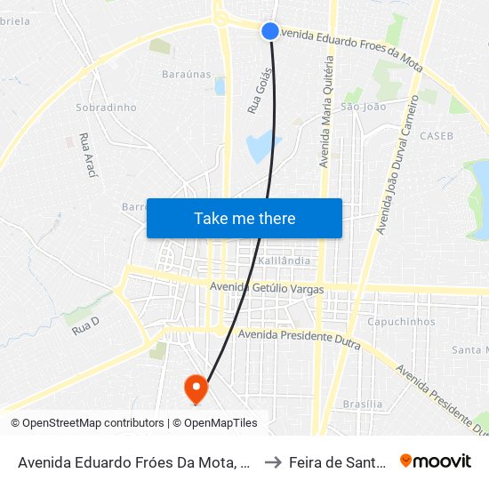 Avenida Eduardo Fróes Da Mota, 6032 to Feira de Santana map