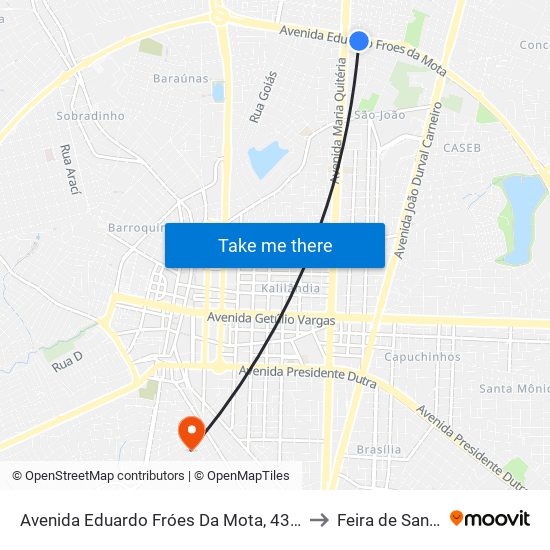 Avenida Eduardo Fróes Da Mota, 4370-4386 to Feira de Santana map