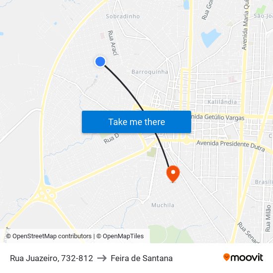 Rua Juazeiro, 732-812 to Feira de Santana map