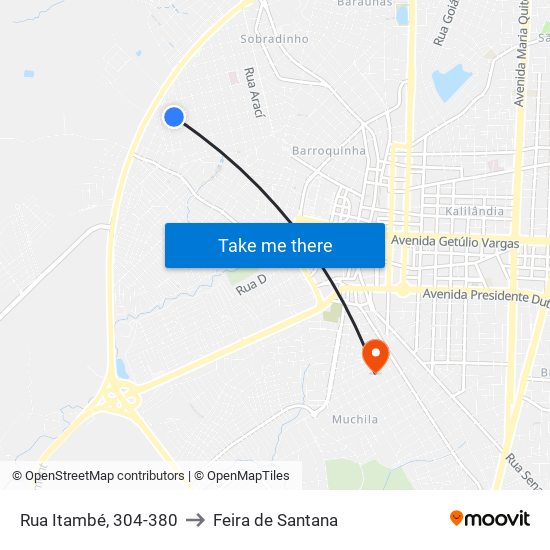 Rua Itambé, 304-380 to Feira de Santana map