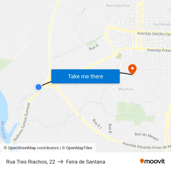 Rua Tres Riachos, 22 to Feira de Santana map