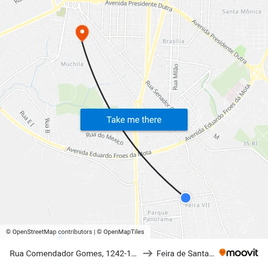 Rua Comendador Gomes, 1242-1280 to Feira de Santana map