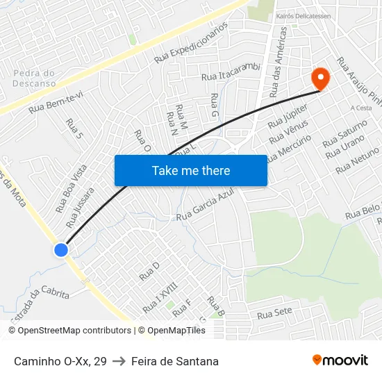 Caminho O-Xx, 29 to Feira de Santana map