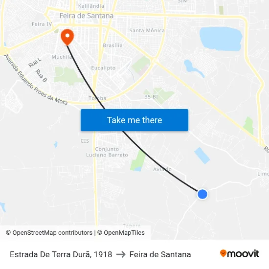 Estrada De Terra Durã, 1918 to Feira de Santana map