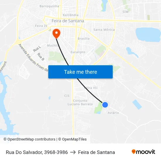 Rua Do Salvador, 3968-3986 to Feira de Santana map
