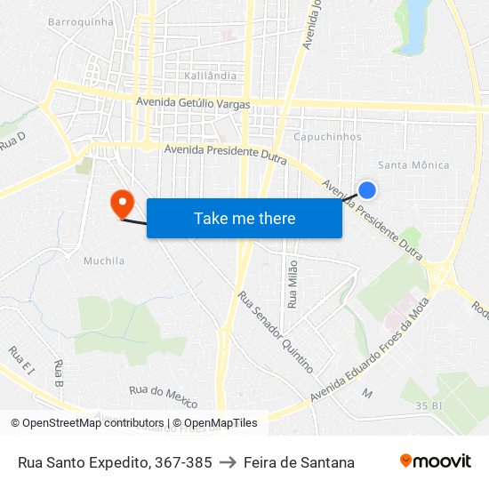 Rua Santo Expedito, 367-385 to Feira de Santana map