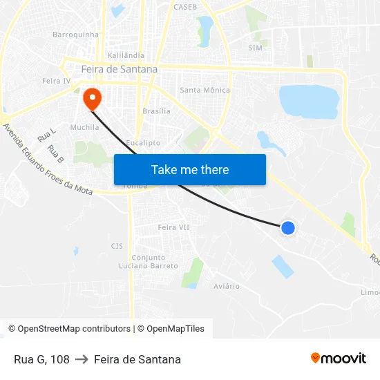 Rua G, 108 to Feira de Santana map