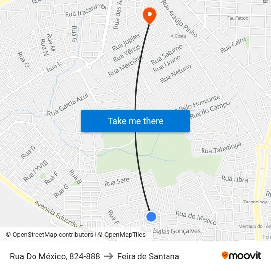 Rua Do México, 824-888 to Feira de Santana map