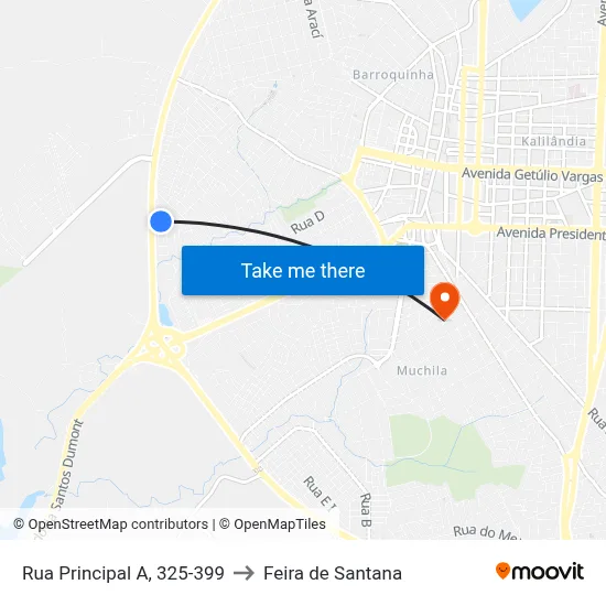 Rua Principal A, 325-399 to Feira de Santana map