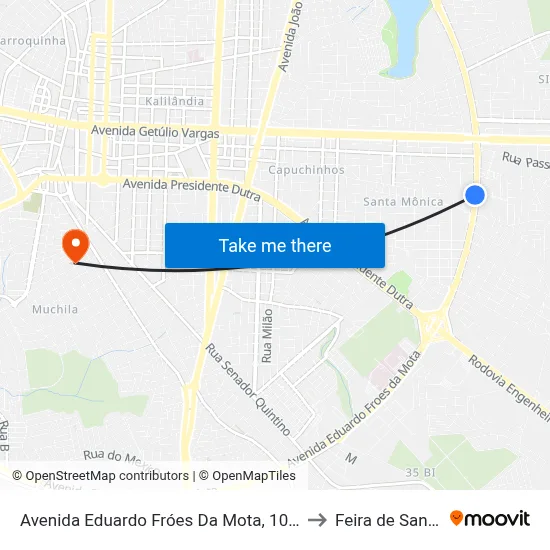 Avenida Eduardo Fróes Da Mota, 1041-1049 to Feira de Santana map