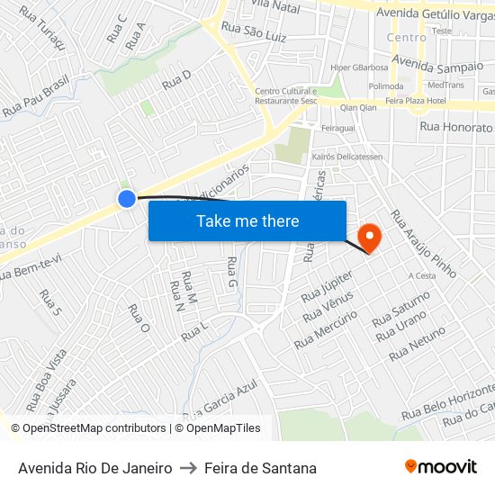 Avenida Rio De Janeiro to Feira de Santana map