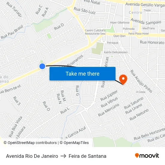 Avenida Rio De Janeiro to Feira de Santana map