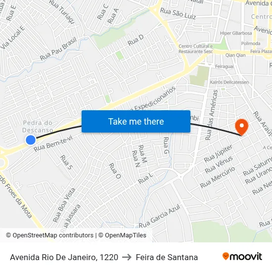 Avenida Rio De Janeiro, 1220 to Feira de Santana map