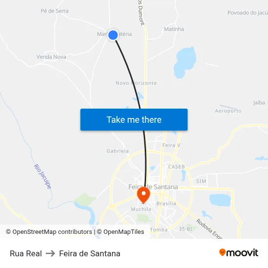 Rua Real to Feira de Santana map