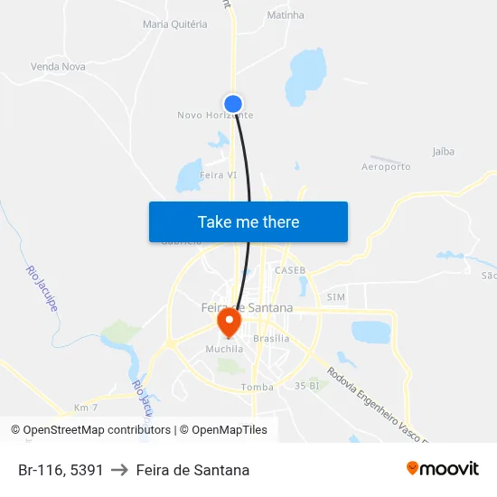 Br-116, 5391 to Feira de Santana map
