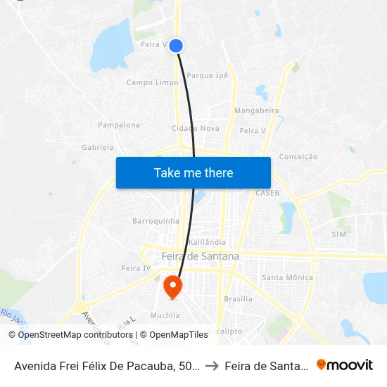 Avenida Frei Félix De Pacauba, 5016 to Feira de Santana map